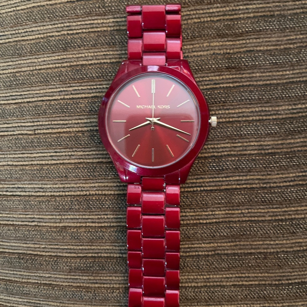 Women’s Michael Kors red metallic watch